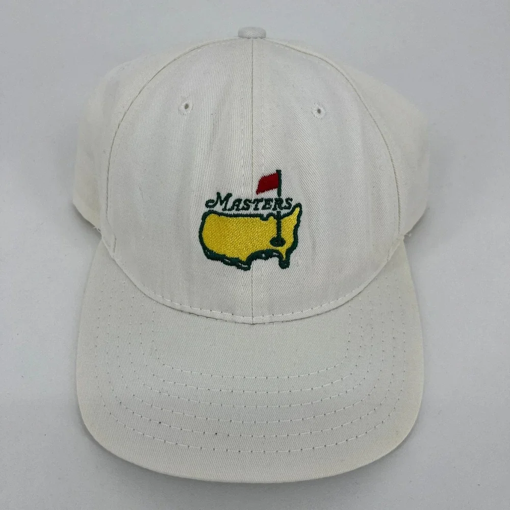 Vintage Masters American Needle Golf Hat White Leather Strap Adjustable Cap